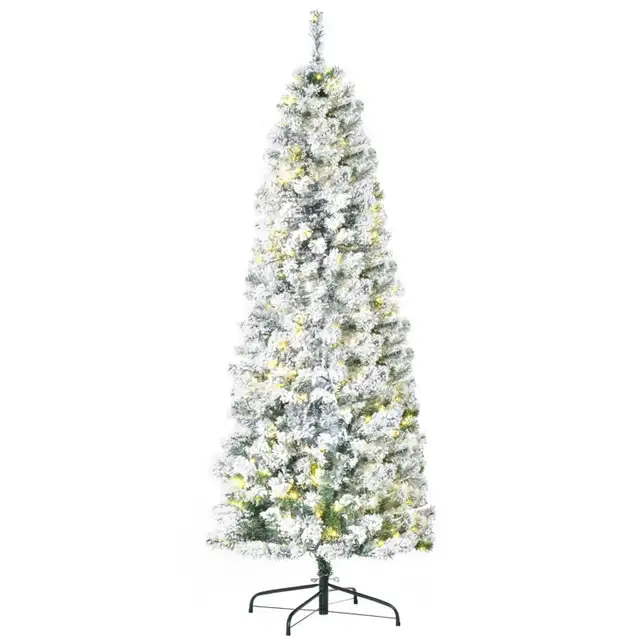 6ft Prelit Artificial Pencil Christmas Tree, Snow Flocked Slim X in Holiday, Event & Seasonal in Markham / York Region - Image 11