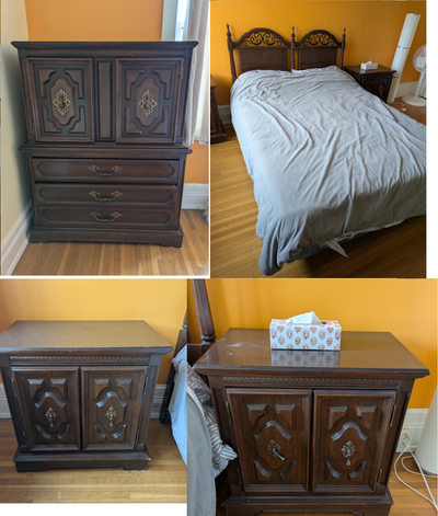 Dark Wood Queen Size Bedroom Set, View more