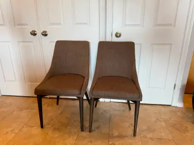 2 Structube Abbywood Dining Chairs – Brown Fabric, View more