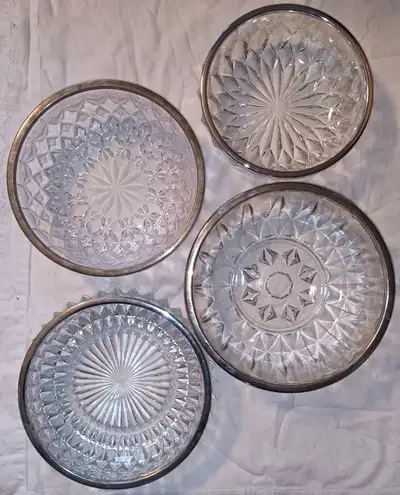 4 Vintage Heavy Clear Cut lead Crystal Glass Candy Dish Serving, View more