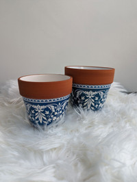 Simons Matching Blue and White Azulejo Planters