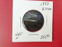 1858 B.STEM NET      F ONE   CENT COIN