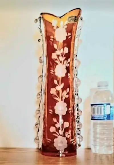 Vtg. Bohemia Tall Julia Hand Crafted Stunning Vase, View more