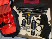 Nikon D3400 DSLR Camera w 4 Lenses, Hoods, Tripod and Cases