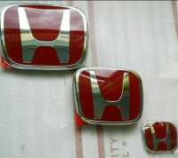 b Honda Red Emblem Steering Wheel License Plate Bolt Key Cover