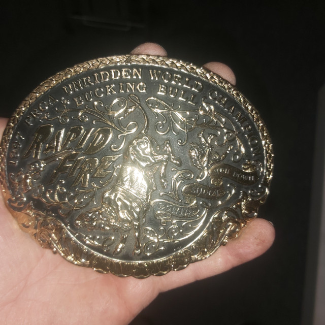 Belt Buckles -1997 PRCA Bull riding/Fire department/Prentiss Oil in Arts & Collectibles in Red Deer