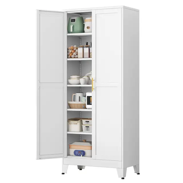 pozdeg 75” Tall Pantry Cabinet, Metal Kitchen Storage in Bookcases & Shelving Units in City of Toronto - Image 2