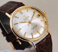VINTAGE OMEGA SEAMASTER DEVILLE 14K GOLD WITH DATE AUTOMATIC