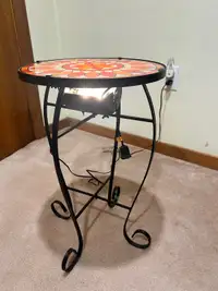 Illuminated Painted Glass Top End Table