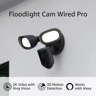 Ring Floodlight Cam Pro Premium Colors with 2K Video, View more