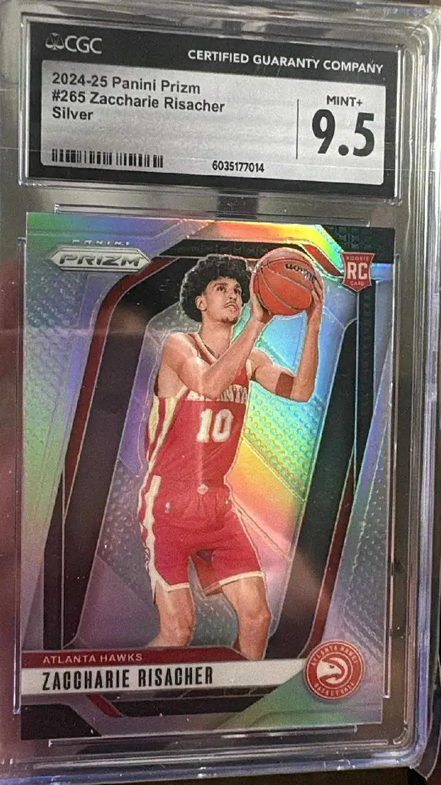 2024-25 Panini Prizm Zaccharie Risacher Silver CGC 9.5 in Arts & Collectibles in Oshawa / Durham Region - Image 2