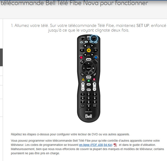 Télécommande BELL Télé Fibe Nova TV Remote Control | Autre | Laval/Rive  Nord | Kijiji