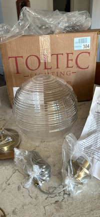 Toltec Ribbed Glass Pendant Light BRAND NEW