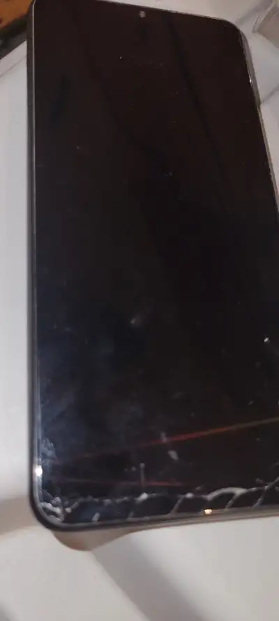 broken samsung galaxy a14, the screen turns on but it's too dark to actually tell if it works and th...