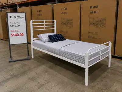 IF-154 White Metal Twin Bed, View more