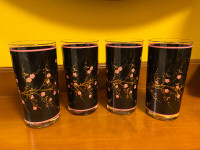 Vintage Cutler Cherry Blossom Highball Glasses Set of 4