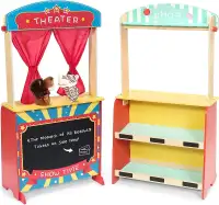 NEW Wooden Puppet Theater, Double-Sided Lemonade Stand w/ extra