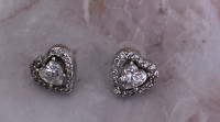 Sterling Silver Crislu Heart-Shaped Earrings