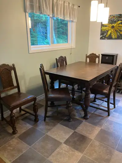 Antique Dining Table with 5 chairs, View more