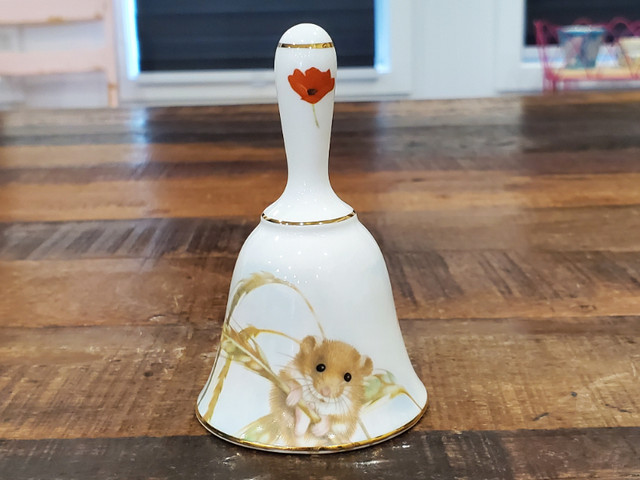 Victoria Fine Bone China Wheat Field Mouse & Poppy Flower Bell in Arts & Collectibles in Edmonton