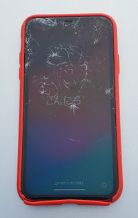 Red iPhone 11 128GB dropped with  cracked screen