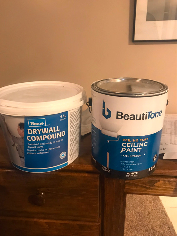 Fresh leftover Drywall compound & ceiling flat paint Floors & Walls