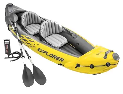 Get ready for some fun in the sun with this Intex Explorer K2 two-person inflatable kayak, perfect f...