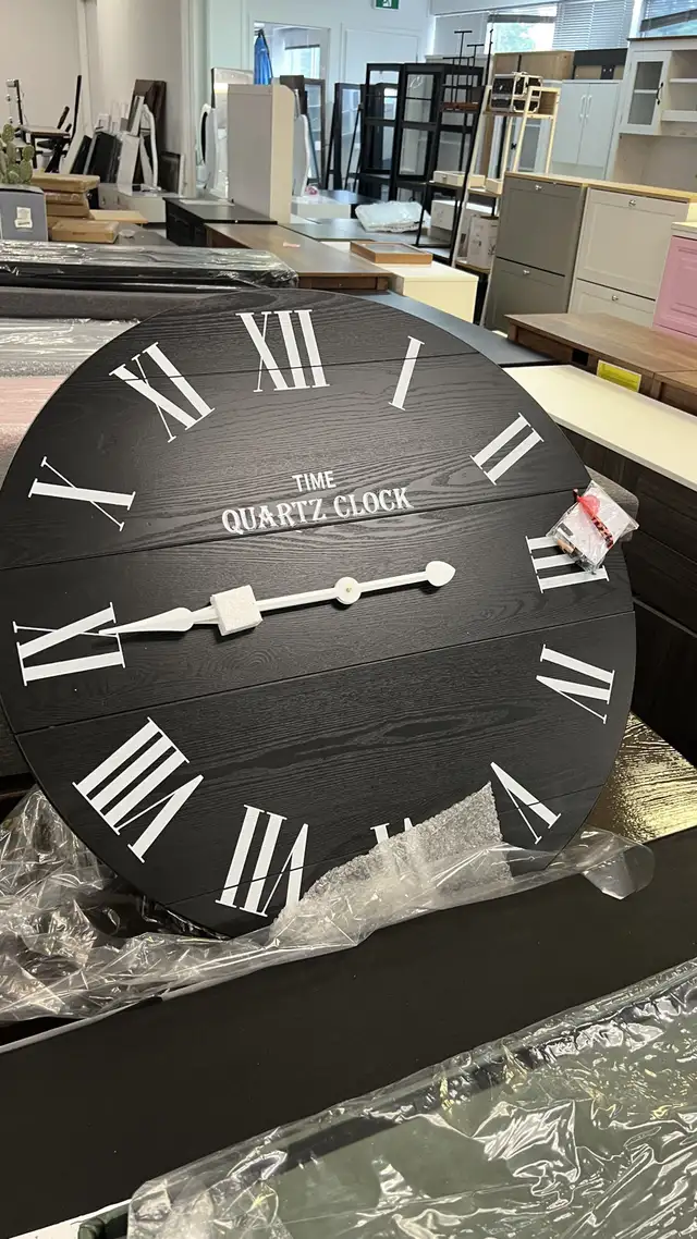 35.5” Farmhouse Large Shiplap Round Wall Clock with Roman in Home Décor & Accents in Markham / York Region - Image 2