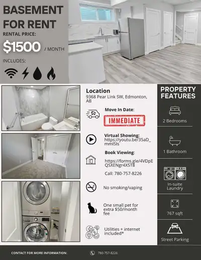 Spacious Two Bedroom Basement Suite in the Orchards 5 minutes fr