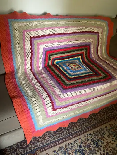 Colorful, crochet blanket throw, View more