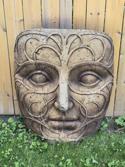 Huge concrete mythical face 200lb yard decor , View more