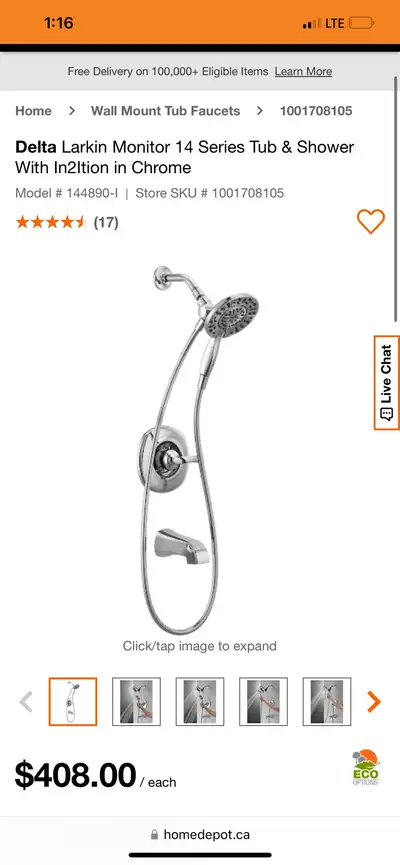 Delta shower kit MATTE BLACK - NEW SEALED , View more
