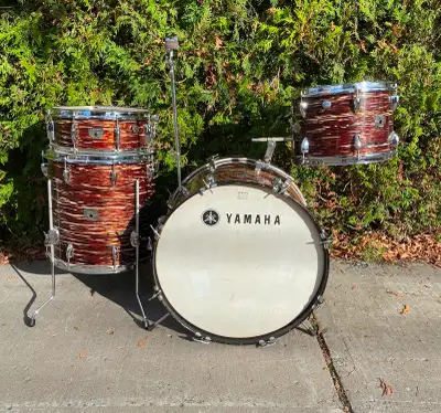 Yamaha D22 1960s Vintage 4pc Drum Set with Snare Brown Willow 22, View more