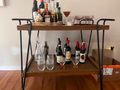 Wood bar cart, View more