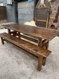 6 ft farmhouse style dining table with matching bench