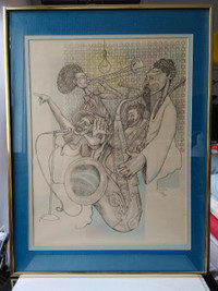 Framed Jazz Band Ltd Ed. Art Print Signed & # 487/500 by Paul Sl