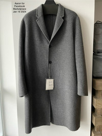 $1782 ACNE STUDIOS Classic Wool Cashmere Gray Coat Size 50 Large