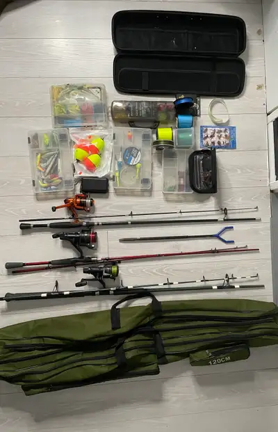 Complete Fishing Gear Set with Rods, Reels, and Tackle, View more