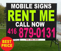 Mobile sign rentals | portable, FULL SIZE "Cheaper Guarantee"