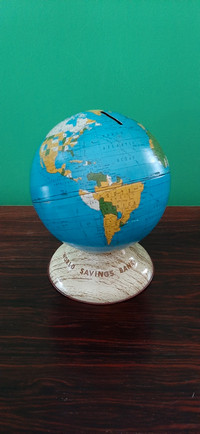 Ancien jouet banque Vintage tin toy globe bank