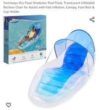 $60 pool inflatable lounger with canopy and cup holder