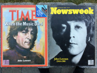 John Lennon in 1980 magazines  on cover of Time + Newsweek