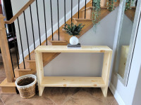 Natural Wood Console Table with Shelf (Size/Color Customizable)