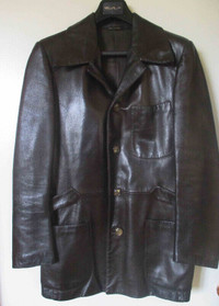 Men’s  Lined Brown Leather Jacket Size Small