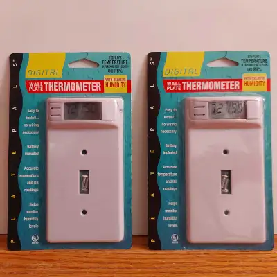 2x NEW Digital Wall Plate Thermometer with Humidity Display, View more