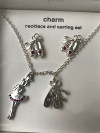 Justice Charm necklace and earrings set - ballerina