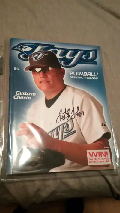 MLB Jays Baseball Signed Program OR Chacin OR Bobblehead, View more