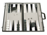 Open Box! 21inch Tournament Backgammon Set - Grey Velvet Field