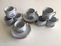 REDUCED Spode Trade Winds Black - set of 8  Cups & Saucers