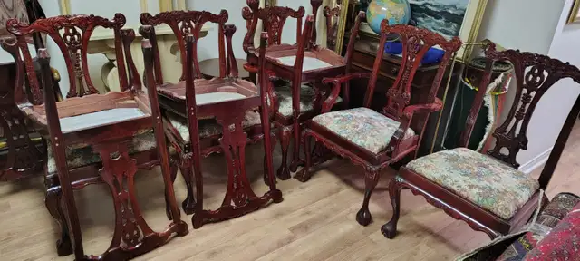 STUNNING&RARE12FTX46"3PEDESTAL DINING TABLE SOLID MAHOG+12CHAIRS in Dining Tables & Sets in Kingston - Image 9